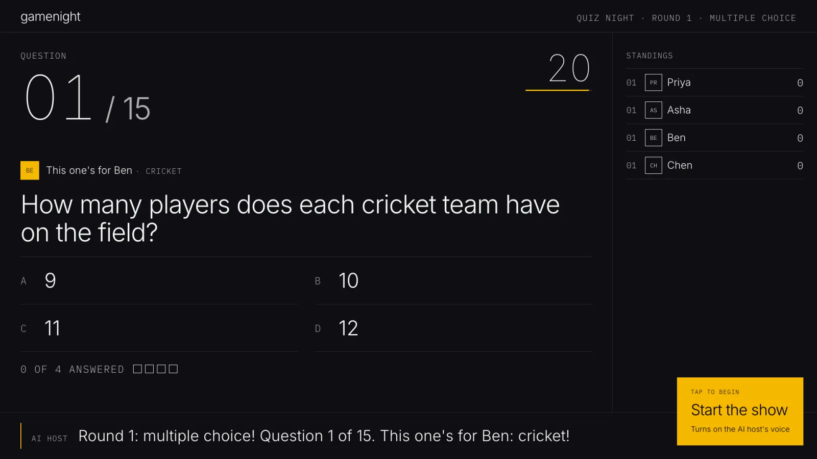 Quiz Night on the TV